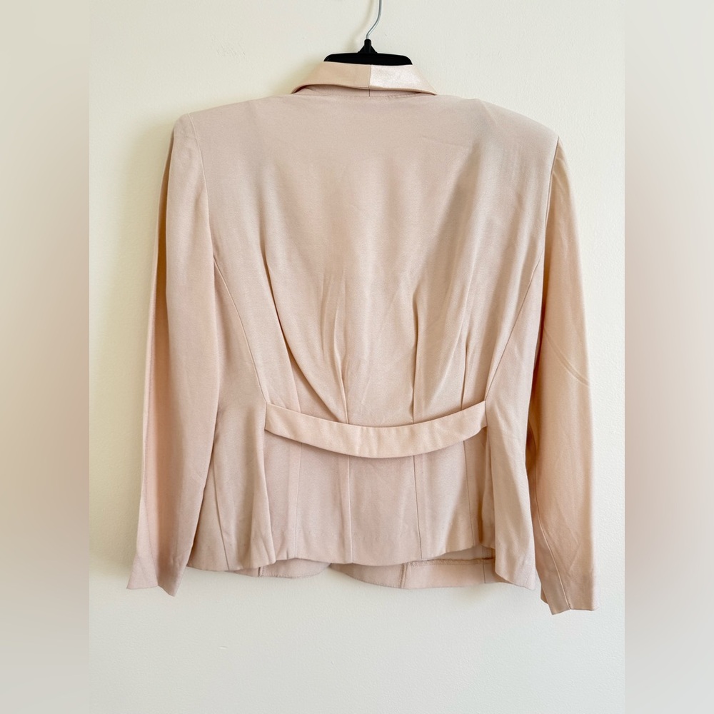 DaniMax Loi Snyder Women Vtg Suits sz 4/P Satin Beige Blazer Pleated Y2K Formal - Picture 8 of 17